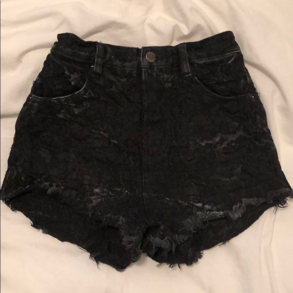free people high waisted black embroidered shorts